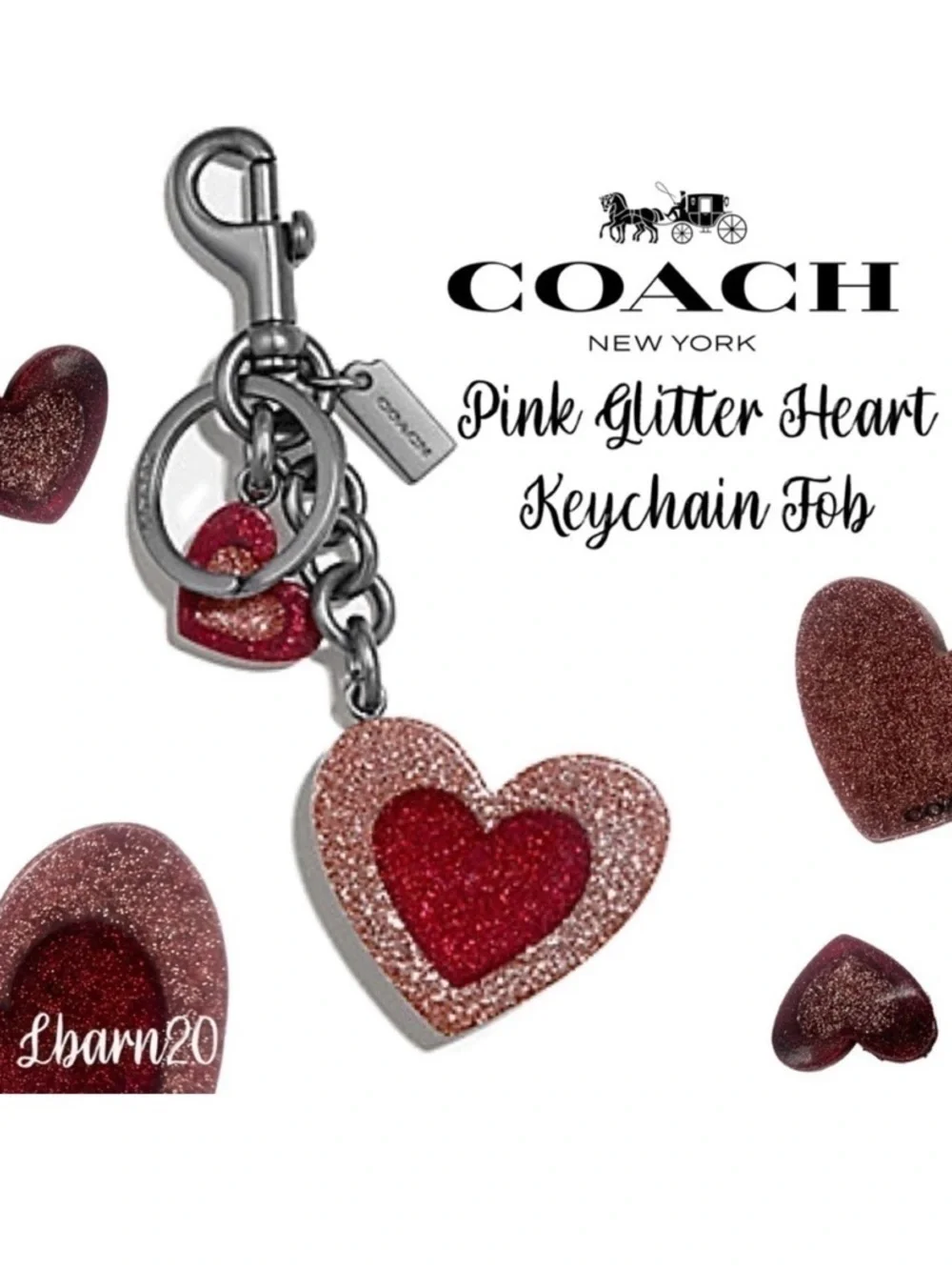 Coach Heart Resin Dangle Valentine Keychain Charm Fob NWT F40683